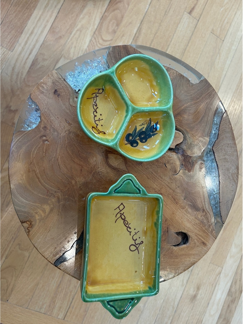 Signed A. Bagou Provencal Ceramic Olive Design Appetizer Set - French Country